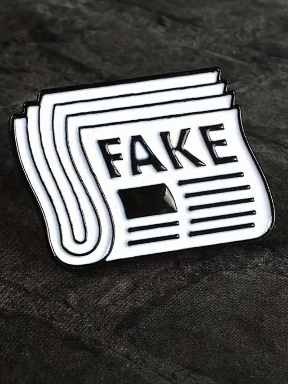 FAKE NEWS NEWSPAPER OIL DRIPPED ENAMEL PIN LAPEL PIN BROOCH NWT